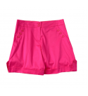 Magenta casual cotton high-waisted three-quarter pants work shorts