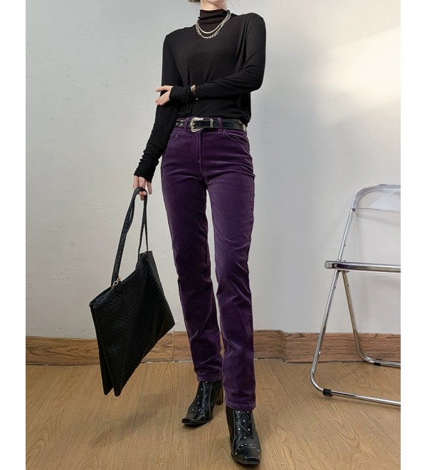 Plum Vintage casual velvet straight leg pants