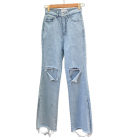 Ripped slit microlapped high waist jeans